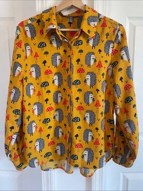 ModCloth Hedgehog & Mushroom Button-Up Blouse